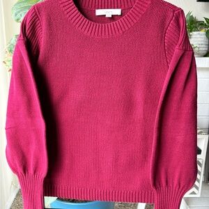 LOFT M Women's Red Wine Crew Neck Sweater